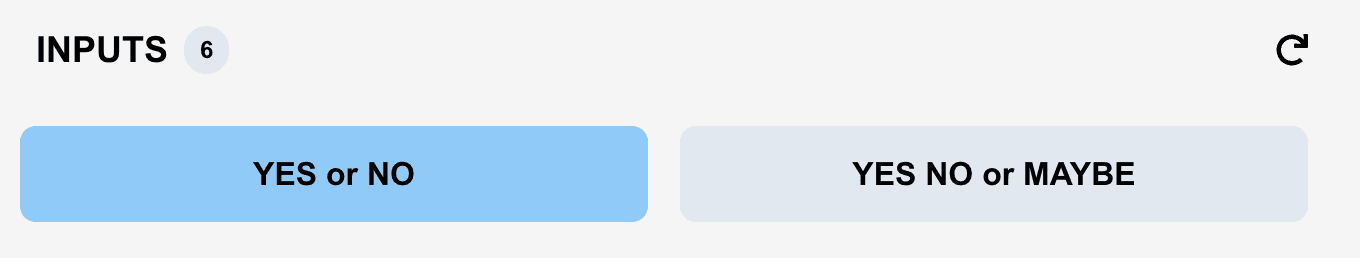 Wheel yes no mode selection interface