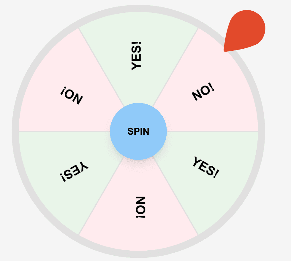 Spin the wheel yes or no animation in motion